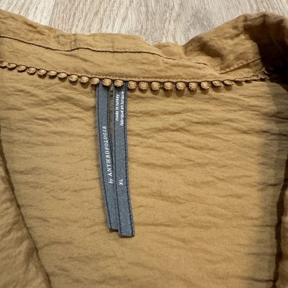 ANTHROPOLOGIE The Dylon Short Sleeve Wide Placket Top Women's Size XL. Mustard - Picture 5 of 7